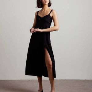 NWOT Tobi black linen midi dress